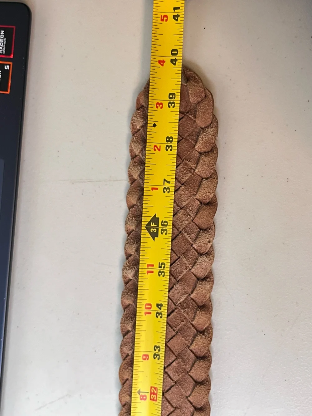 Fossil Metallic Gold Genuine Leather Woven Braided Boho Brass Buckle Belt Sz S